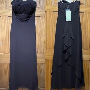 B2 Espresso Brown Bridesmaids Maxi Dress Size 10 NWT